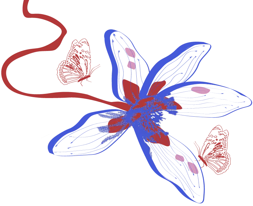 Flor y mariposas